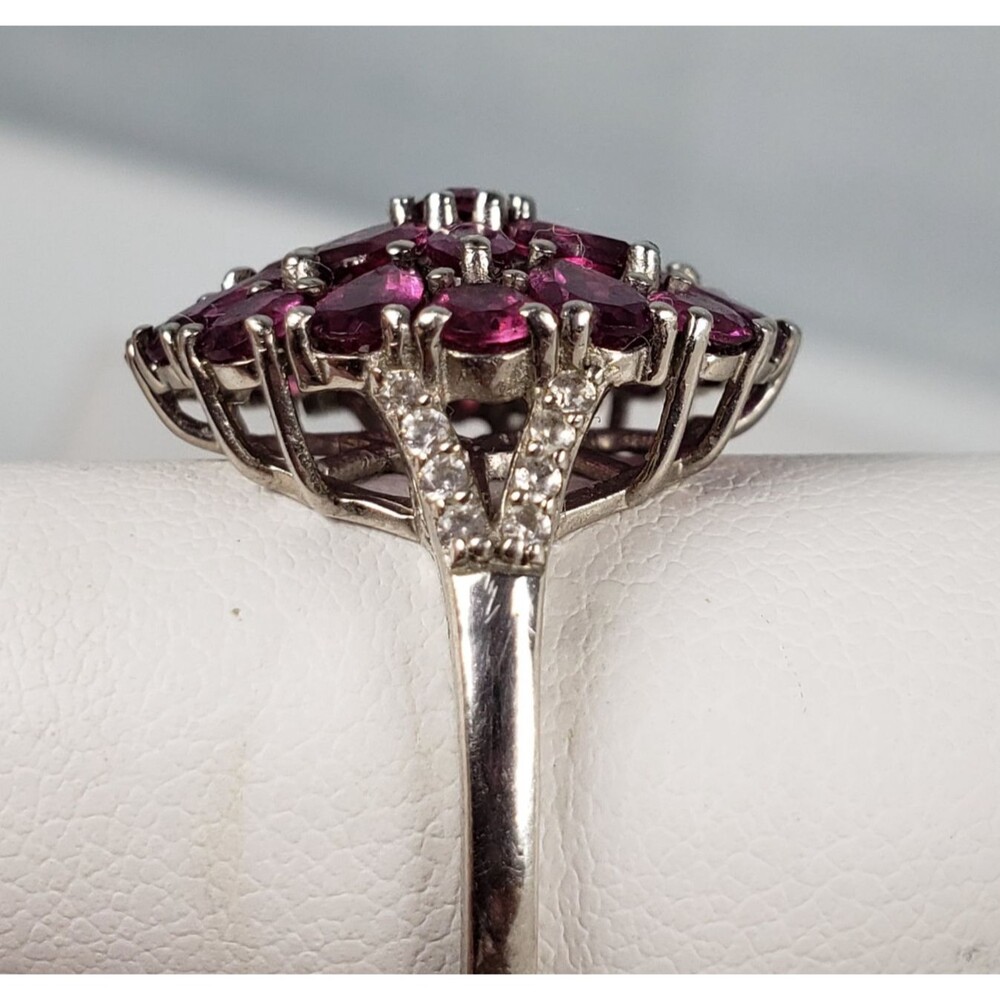 DJoy Signed 925 Sterling Silver Purplish Pink Rhodolite Garnet Ring Size 8.25 - Picture 10 of 16